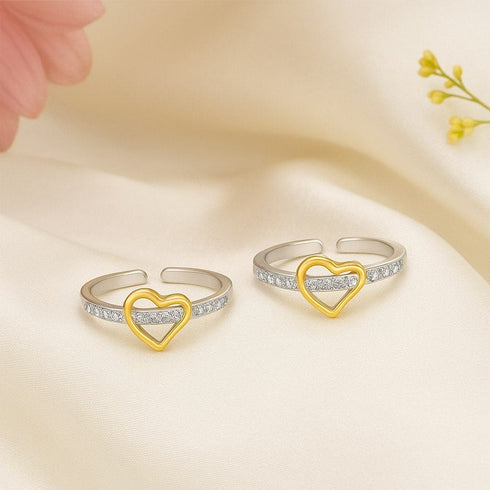 Zarkan Golden Love Silver Toe Rings