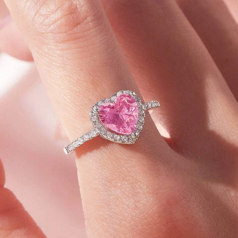 Hallmark Silver Love Pink Heart Ring