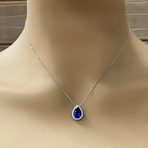 Zarkan Water Drop Blue Silver Pendant