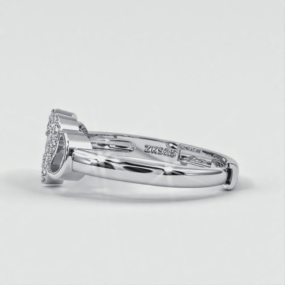 Oxidized Chevron Infinity Heart Purity Ring - .925 Sterling Silver Band, Sizes 4-12, Unisex Design