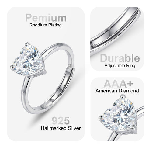 Zarkan Diamond Cut Heart 925 Sterling Silver RIng