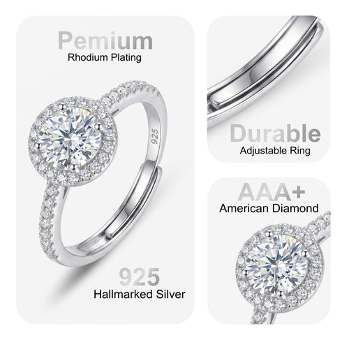 Zarkan American Diamond Round Rays 925 Silver Ring