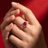 Hallmark Silver Rose Gold Ruby Diamond Cut Heart Pure Ring