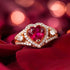 Hallmark Silver Rose Gold Ruby Diamond Cut Heart Pure Ring