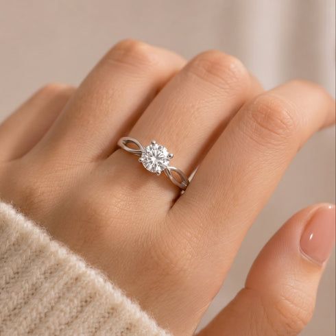 Beauty Of Minimal Sterling Silver Solitaire Ring