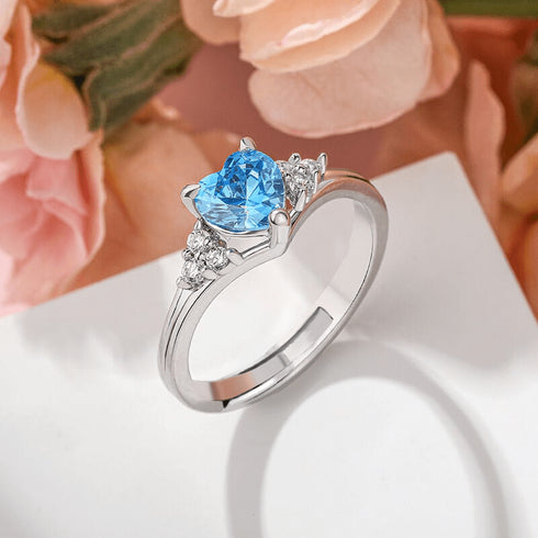 Zarkan Royal Blue Diamond Hallmarked Silver Love Ring