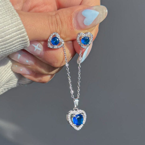 Zarkan The Lover's Gift Blue Silver Jewelry Set