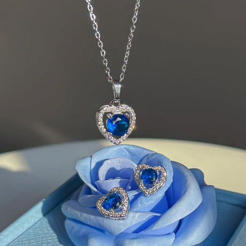 Zarkan The Lover's Gift Blue Silver Jewelry Set