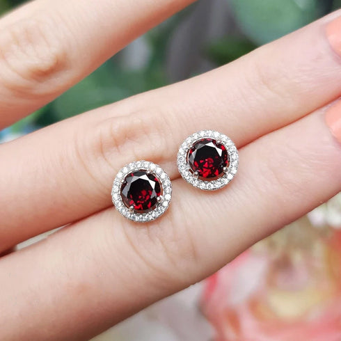 Zarkan Red Delight Dot Silver Earring