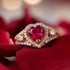 Hallmark Silver Rose Gold Ruby Diamond Cut Heart Pure Ring