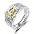 Hallmarked Two Tone Silver Ring With American Diamond For Men