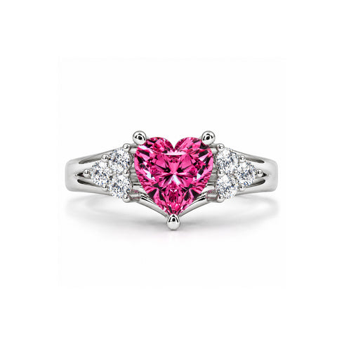 Hallmarked Silver Love Baby Pink Heart Adjustable Engagement Ring