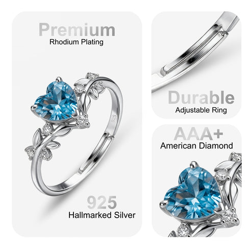 Hallmark Silver Heart’s Desire Aqua Blue Stone Ring