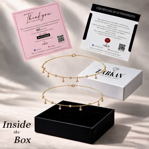 Hallmark Silver Golden Sparkle Drop Pair Gold Plated Anklet