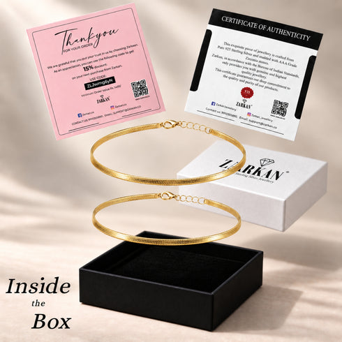 Hallmark Silver Gold Plated Snake Chain pair Anklet