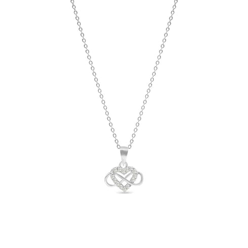 Zarkan Pure 925 Silver Infinity Heart Jewellery Set