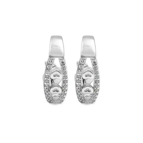 Zarkan Drop Heart Semi Hoop Silver Earrings