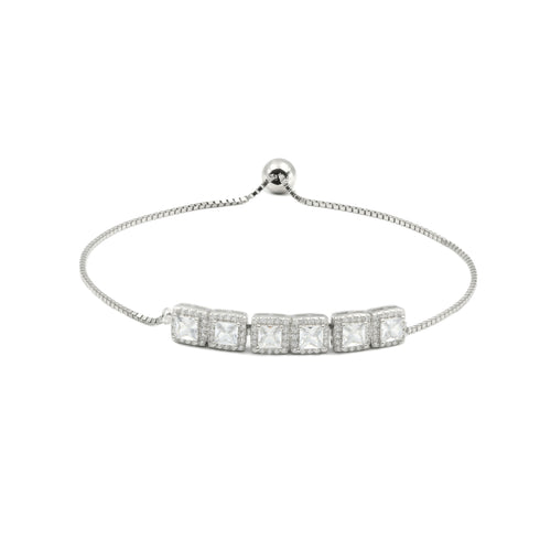 Zarkan Pair Square Zircon Silver Bracelet