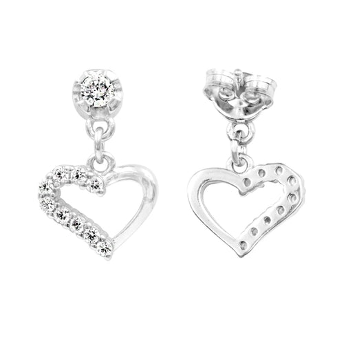 Zarkan Signature Love Silver Drop Studs