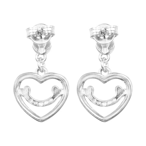 Zarkan Smile Heart Solitaire Silver Earrings