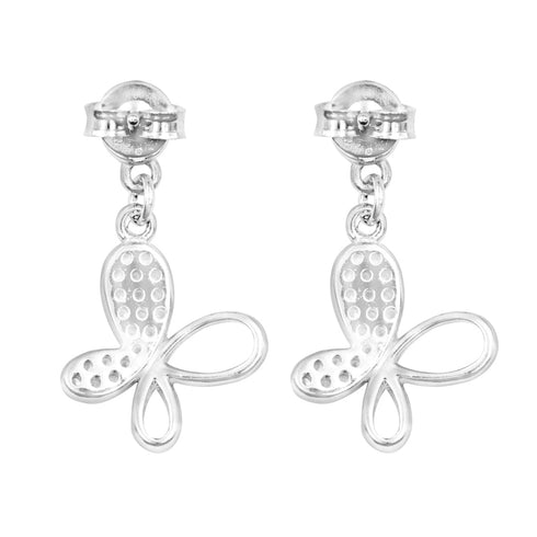 Zarkan Buttetfly Silver Drop Studs