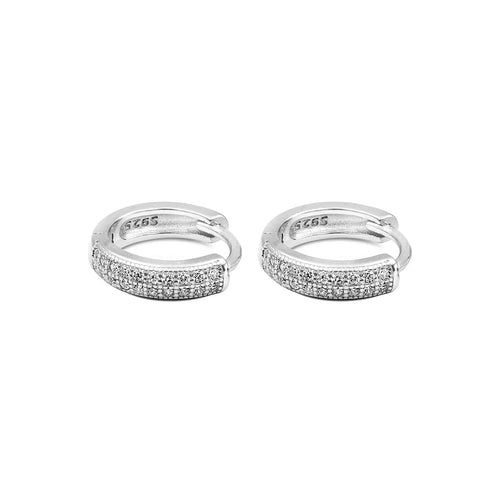 Zarkan Cute Double Line Solid Pure Silver Earring