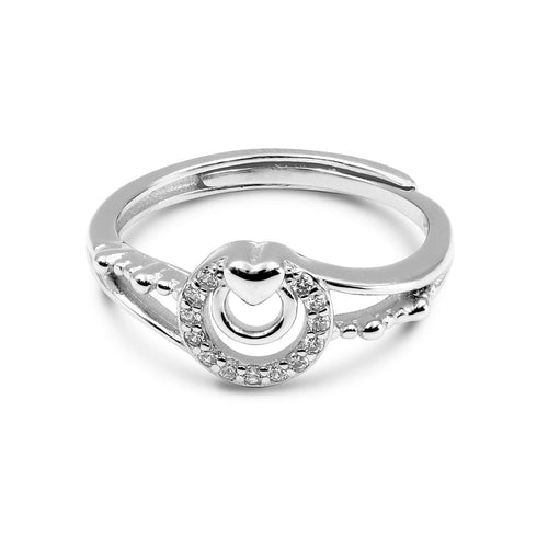 Zarkan Heart Double Loop Pure Silver Ring