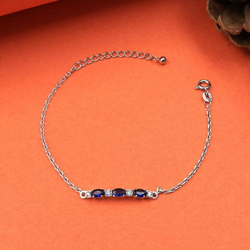 Zarkan Bold Blue Linear Silver Bracelet