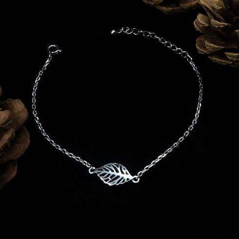 Zarkan Leaf Cut Linear Silver Bracelet