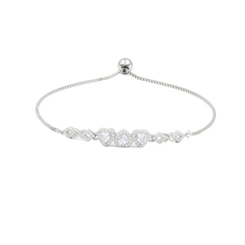 Zarkan Elegant Silver Love Heart Bracelet