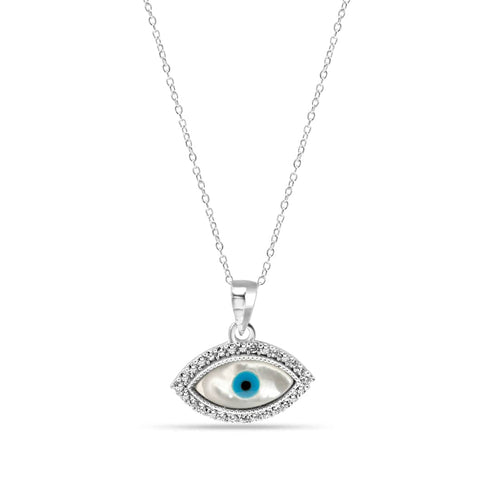 Zarkan 925 Silver Evil Eye Pendant With Link Chain