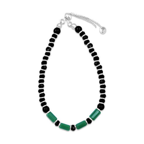 Zarkan 925 Silver Nazariya Bracelet With Nature Green Beads