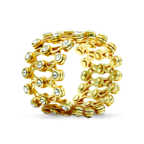 Zarkan Golden Studded Supple Convertible Bracelet & Ring (RING Kada)