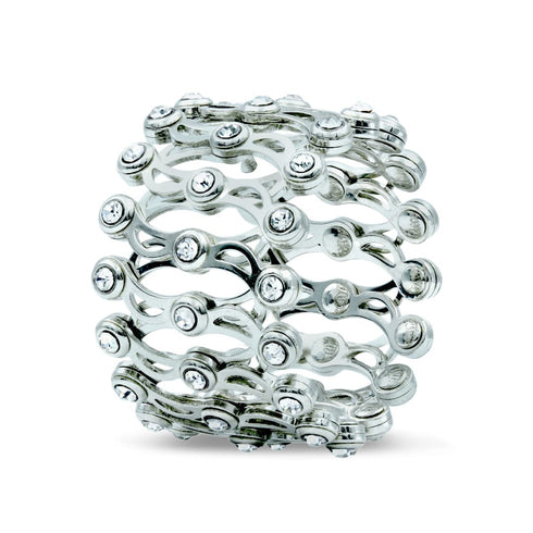 Zarkan Silver Studded Supple Convertible Bracelet & Ring (RING Kada)