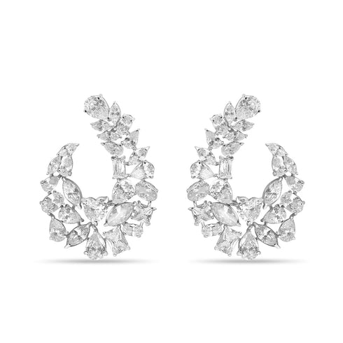 Zarkan 925 Silver Cluster Zirconia Earring