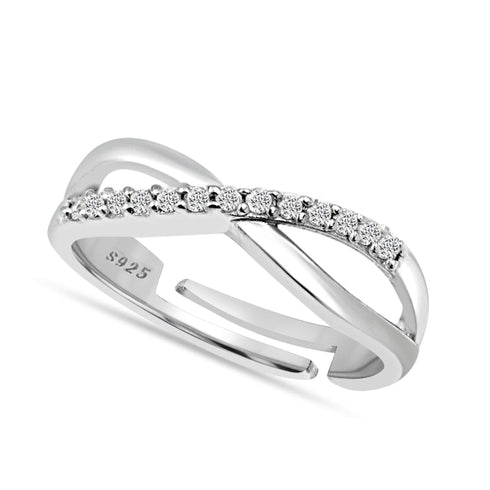 Zarkan 925 Silver American Diamond X Men Ring For Men