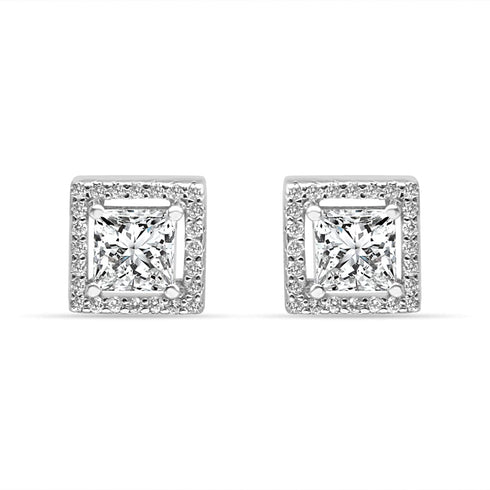 Zarkan 925 Silver Zircon Square Root Earrings Studs