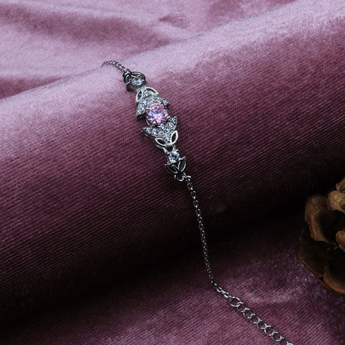 Zarkan Pink Bits of Bloom Silver Bracelet