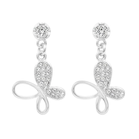 Zarkan Buttetfly Silver Drop Studs