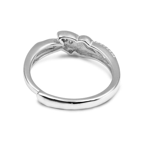 Zarkan Leaf Heart Cute Silver Ring