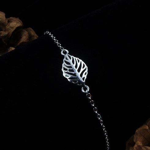 Zarkan Leaf Cut Linear Silver Bracelet