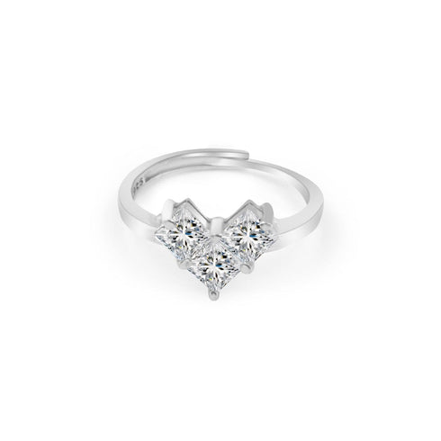 Zarkan Triple Beau Heart shape Silver Ring