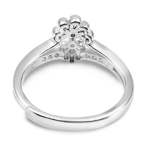 Zarkan Crafted Floral Minimal Pure Silver Ring