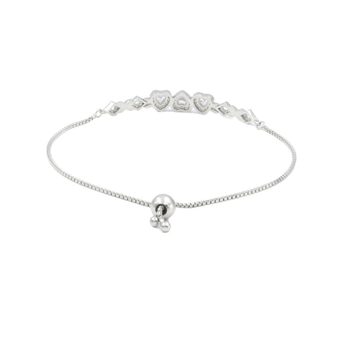 Zarkan Elegant Silver Love Heart Bracelet
