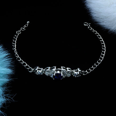 Zarkan Bold Blue Bits of Bloom Silver Bracelet