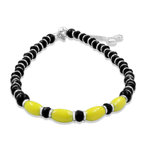 Zarkan 925 Silver Nazariya Bracelet With Yellow Marcasite Stones