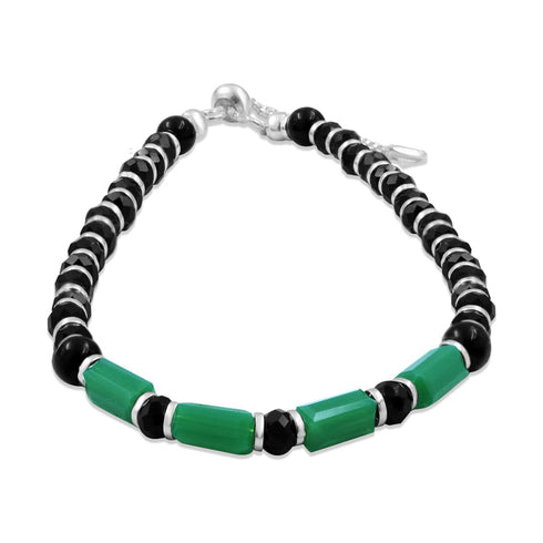 Zarkan 925 Silver Nazariya Bracelet With Nature Green Beads