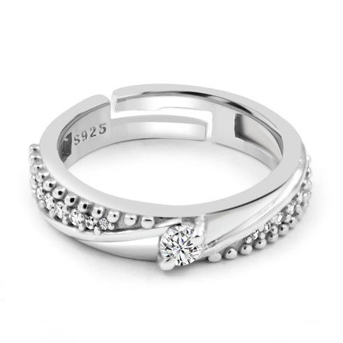 Zarkan 925 Silver Micro Studded American Diamond Ring For Men