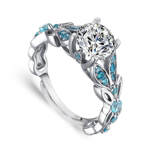 Zarkan Princes Blue Crown 925 Pure Silver Ring