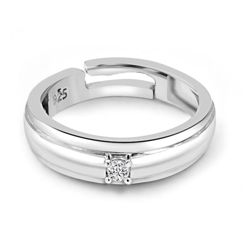 Zarkan 925 Silver Micro American Diamond Ring For Men